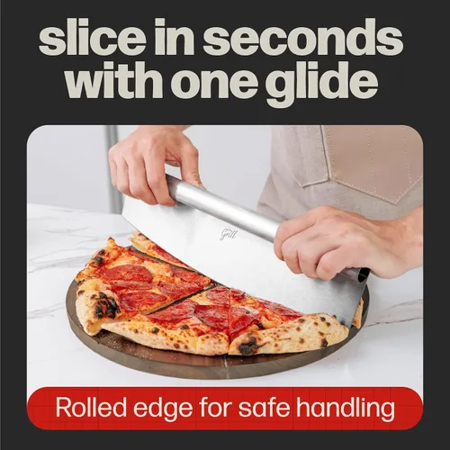 Vista 6 de Pizza Steel PRO by Hans Grill & Pizza Cutter Rocker Blade & Cepillo de limpieza y raspador