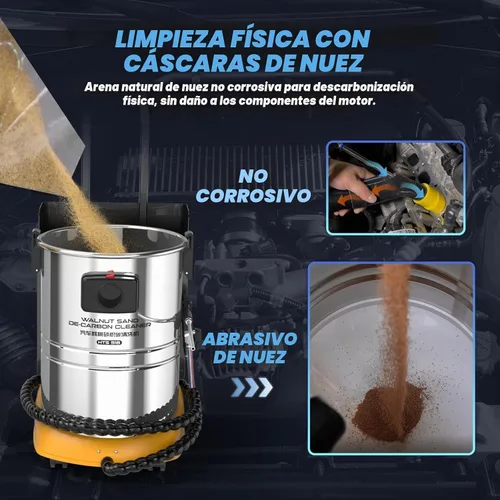 Vista 2 de AUTOOL Walnut Blaster, limpiador de válvula de admisión, kit de pistola de cáscara de nogal de 1400 W para limpieza de carbono, reciclaje de nueces