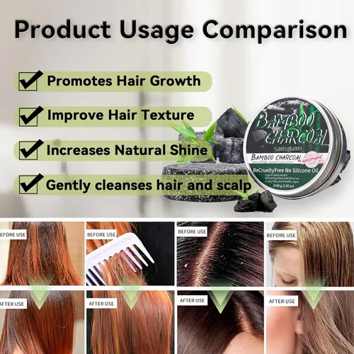 Vista 5 de 2 unidades de barra de champú de carbón de bambú para cabello gris, jabón negro para cabello gris, barra de champú y acondicionador natural