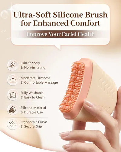 Vista 3 de Silicone Lymphatic Contour Face Brush, Face Brush for Lymphatic Drainage Almond