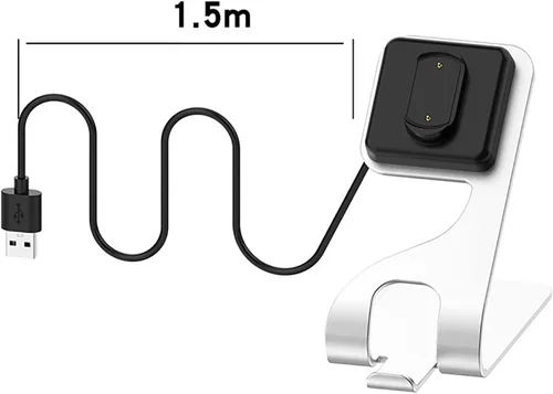 Vista 2 de Soporte de carga magnético gris con cable de carga USB de 4.9 ft para Amazfit GTR3/GTR3 Pro/GTS3/T-Rex 2 (A2169) Cable de carga de repuesto