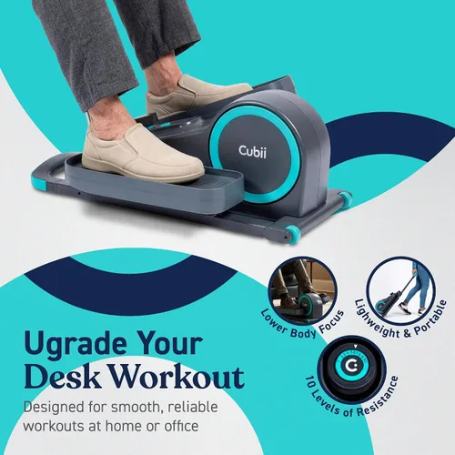 Vista 2 de Cubii GO - Ejercitador de Pedales Elípticos para Debajo del Escritorio, con Pantalla LCD de Rastreador de Fitness, Resistencia Ajustable, Fitness