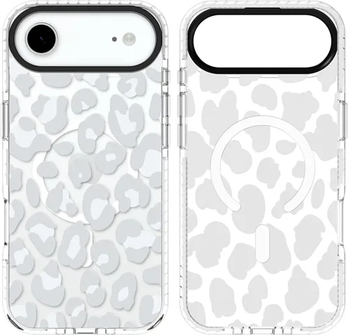 Vista 40 de SAKUULO Funda magnética para iPhone 11 Pro Max [Compatible con MagSafe] Patrón de Estampado de Leopardo Gris Claro Funda de Carga Inalámbrica