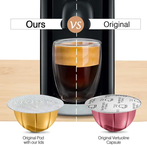 Vista 3 de VIVI SKY 120 tapas de papel de aluminio para cápsulas Nespresso reutilizables Vertuoline, cápsulas de café, sellos, cubiertas adhesivas compatibles