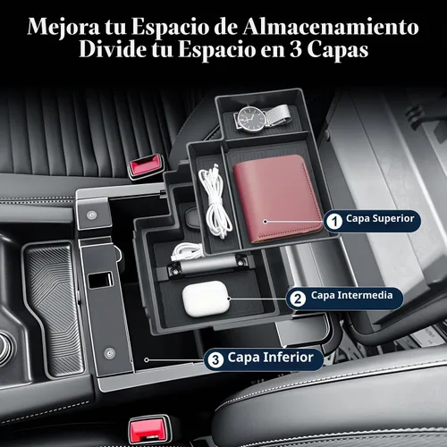 Vista 3 de BIBIBO Doble capa para organizador de consola central Ford Explorer 2025
