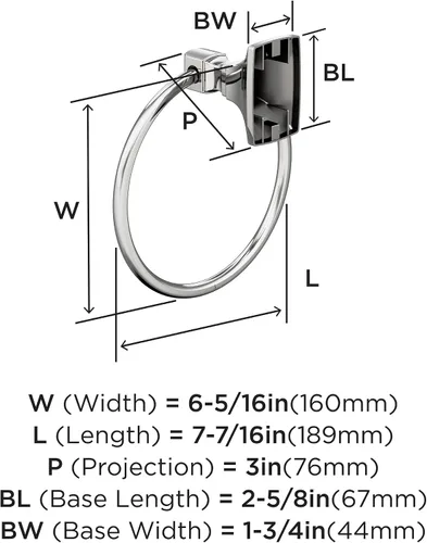Vista 6 de Amerock BH36012 Highland Ridge 7-7/16" Anillo de toalla montado en la pared - Cromo Cromado