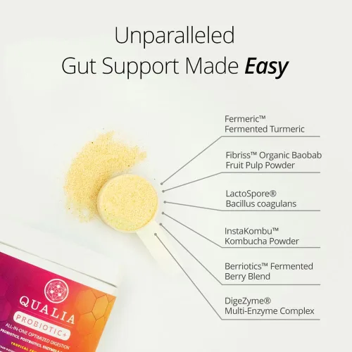 Vista 4 de Qualia Probiotic - 28 probióticos de esporas respaldados por la ciencia, prebióticos y posbióticos. Apoyo total intestinal. Alivia las molestias