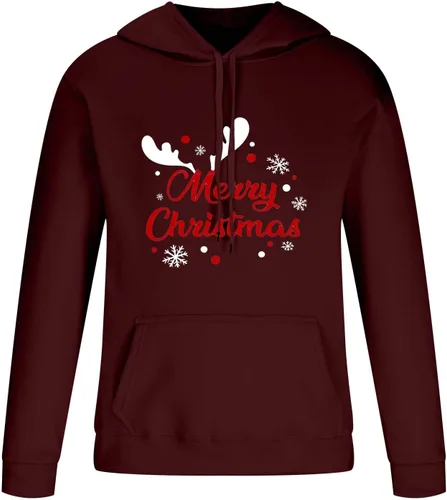 Vista 3 de Sudadera con capucha de manga larga con capucha y cuello en V para hombre, diseño divertido de Navidad