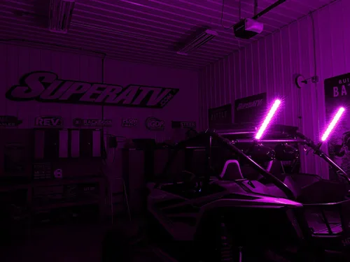 Vista 3 de SuperATV Luces LED RGB de 2 pies para UTV (ajuste universal) Se vende como un juego de dos 300 patrones de flash disponibles Sin soportes