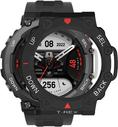 Vista 7 de Funda para Amazfit T-Rex 2, a prueba de golpes, funda protectora de TPU duradera, accesorios para Amazfit T Rex 2 Smartwatch (negro)