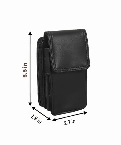 Vista 3 de Leatherboss - Estuche de cuero para cigarrillos con soporte para encendedor y bolsillo con cremallera (negro)