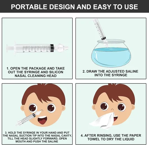 Vista 5 de Aspirador nasal para bebés, 1 paquete, 4 piezas, aspirador nasal de silicona seguro y reutilizable para recién nacidos, eliminación de moco infantil
