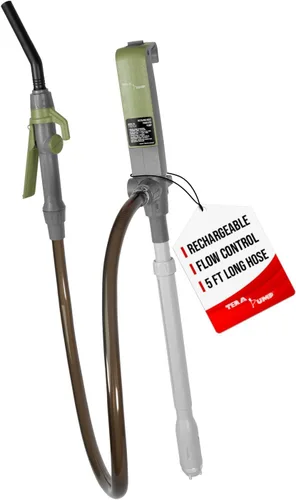 Vista 12 de TERA PUMP Bomba de transferencia de combustible con boquilla de control de flujo rápido - 3 veces más potente, alimentada por batería D, manguera