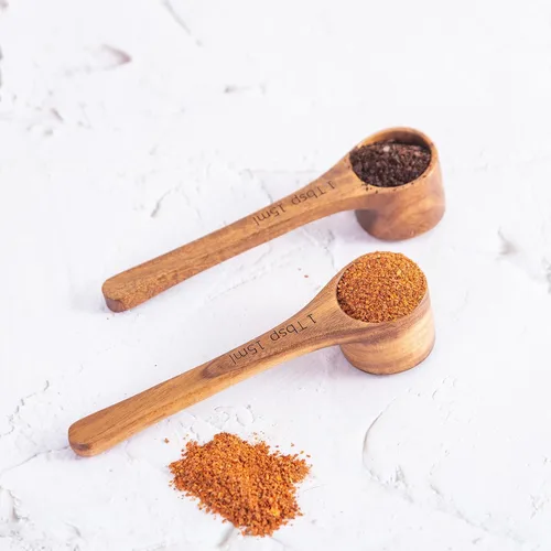 Vista 3 de 4 cucharadas de madera de acacia, cucharas de café multiusos sólidas para tarros, cucharas de madera pequeñas para botes, sales de baño