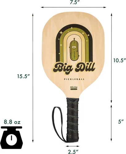 Vista 3 de Big Dill Pickleball Juego de 4 raquetas de madera y bolas de pepinillo - Kit de pickleball para principiantes con bolas y bolsa de transporte
