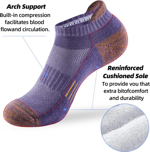 Vista 4 de ATBITER Ankle Socks Women's With Cushioned Athletic Running No Show Low Cut Tab Socks 6-Pairs
