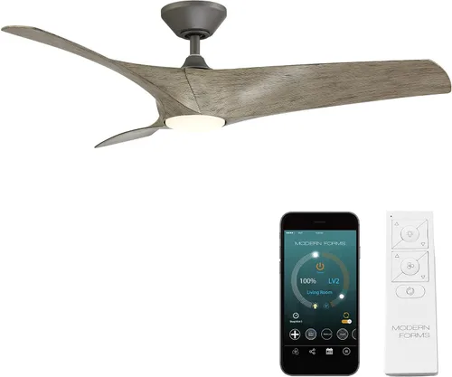 Vista 29 de Zephyr - Ventilador de techo inteligente de 3 aspas para interior y exterior, 52 pulgadas, madera grafito desgastada con kit de luz LED ajustable