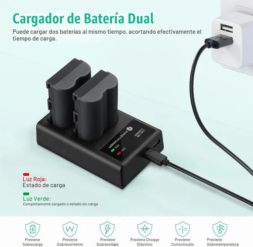 Vista 4 de FirstPower BP-511 BP-511a Batería 2-Pack 2200mAh y cargador dual para Canon
