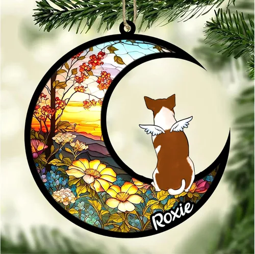 Vista 946 de LOVELYPOD Adorno de Navidad personalizado para perro Basset Hound (marrón) Basset Hound (marrón) adorno para atrapasoles de perro, razas de perros