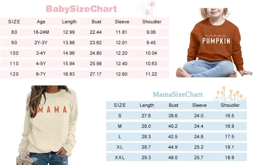 Vista 7 de ASTANFY Mommy And Me - Sudadera a juego para mamá y niña, trajes de otoño para fotos familiares, sudadera de calabaza
