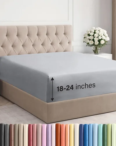 Vista 41 de Sábana bajera ajustable extra profunda Twin XL – Sábana bajera individual de lujo de hotel solamente – Se adapta fácilmente a colchones de 18 a 24