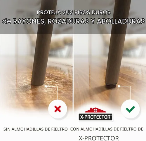Vista 3 de Almohadillas de Fieltro Atornillables para Muebles X-Protector 24 PCS - Protectores de Piso de 0.8" para Patas de Silla para Pisos de Madera Dura