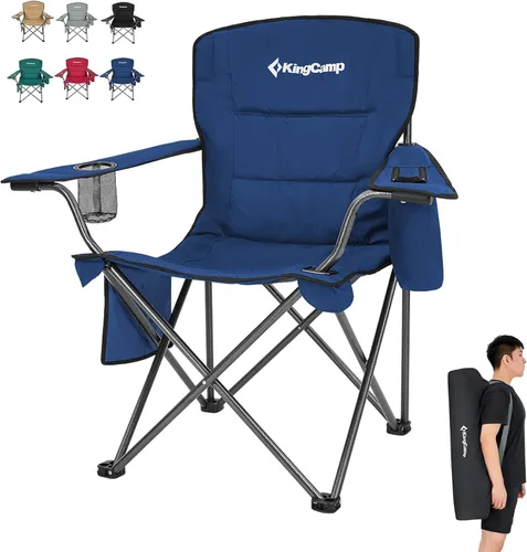 Vista 11 de KingCamp Paquete de 2 sillas de campamento de gran tamaño para adultos, sillas plegables resistentes de 300 libras, silla de campamento acolchada
