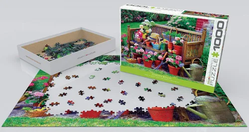 Vista 3 de EuroGraphics (EURHR) Rompecabezas de 1000 piezas de banco de jardín de 1000 piezas