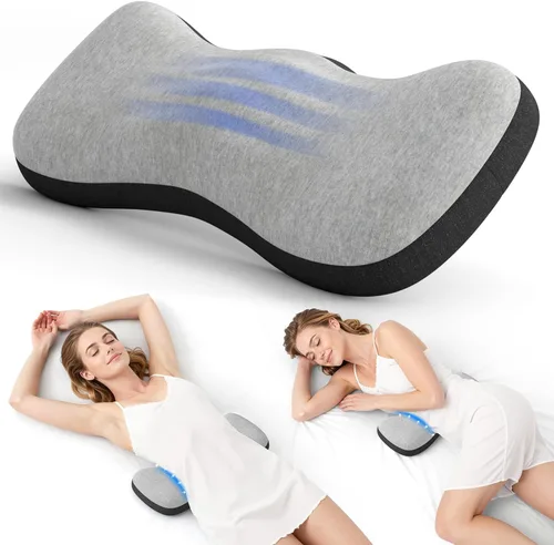 Vista 10 de Almohada de Soporte Lumbar para Cama, Almohadas de Espuma Viscoelástica para Alivio del Dolor de Espalda, Almohada de Alivio del Dolor Lumbar