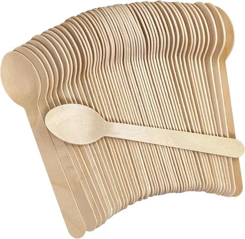 Vista 9 de 1000 cucharas de madera desechables, cucharas de bambú natural de 6.3 pulgadas, compostables y biodegradables, ideales para comer, manualidades