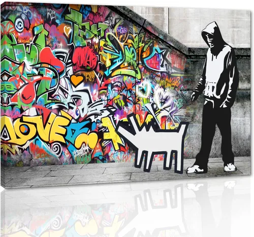 Vista 16 de Arte de pared de graffiti colorido póster impreso en lienzo creativo y moderno, pintura de graffiti de niña nunca te rindas, imágenes inspiradoras