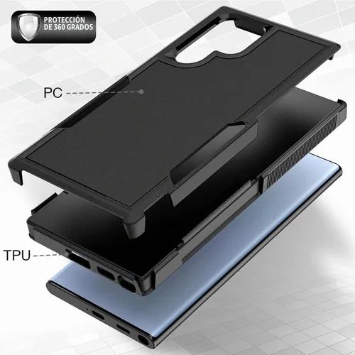 Vista 4 de Funda para Samsung Galaxy S22 Ultra: funda protectora de doble capa resistente para teléfono celular, a prueba de golpes, con protector de pantalla