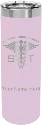 Vista 8 de LaserGram Vaso delgado aislado al vacío de 22 onzas, ST Surgical Technologist, grabado personalizado incluido (negro)