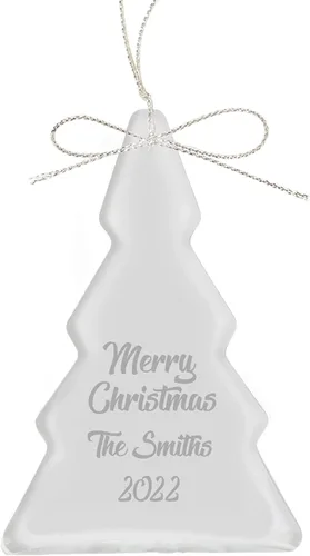 Vista 8 de Adorno personalizado de campana de cristal de 2.75 pulgadas, adorno colgante de vidrio transparente grabado personalizado para parejas, bodas