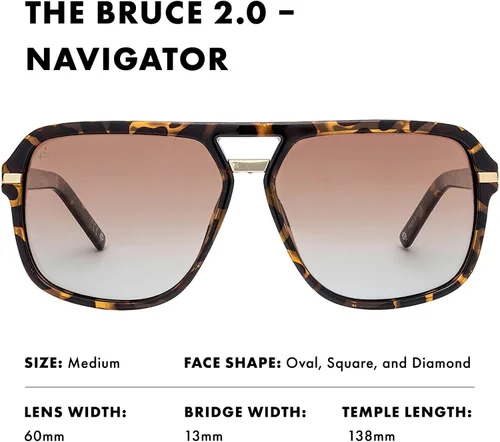 Vista 3 de Prive Revaux The Bruce 2.0 Navigator - Gafas de sol hechas a mano, lentes polarizadas, 100% protección UV, para hombre