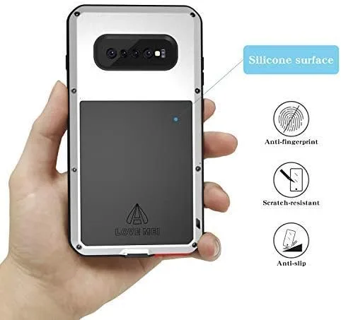 Vista 6 de LOVE MEI Funda militar resistente para Samsung Galaxy S10 Plus, con protector de pantalla de vidrio templado, a prueba de golpes, a prueba de polvo