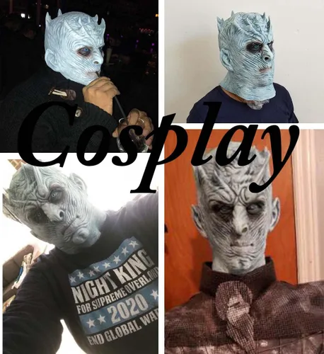 Vista 5 de Máscara novedosa de Halloween, Noches, King, Caminante blanco, máscara de fiesta, máscara de látex espeluznante para la cabeza para hombres