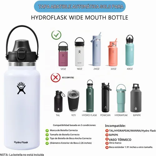 Vista 5 de EIPOSAU Auto Flip Lid for Hydro Flask Wide Mouth, Great Spout Lid for Simple Modern, Fits for Iron Flask and Other Brands, Replacement Lid with