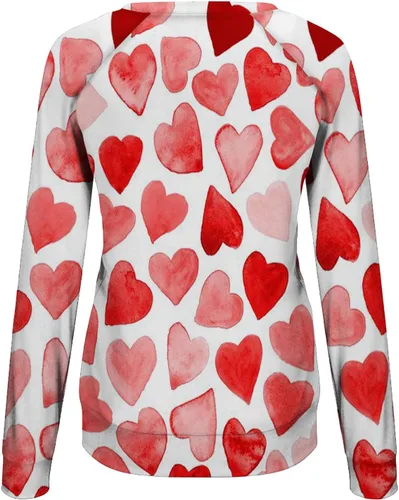 Vista 85 de Sudadera de manga larga con estampado de leopardo y corazón para mujer, para el día de San Valentín, sin botones, para niñas, regalos
