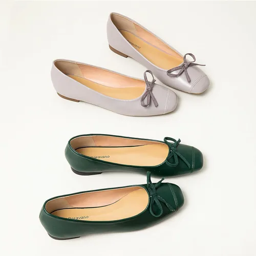 Vista 5 de C.Paravano Women's Flats with Bowknot Casual Slip On Dress Shoes Comfortable Square Toe Shoes Women Ballet Flats for Wedding Work Office Business