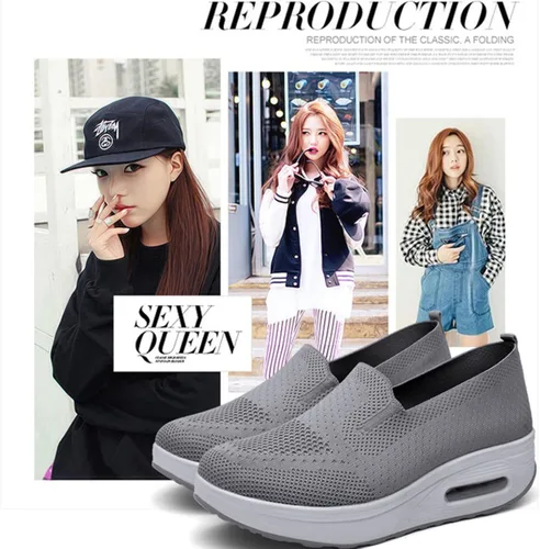 Vista 2 de Zapatos deportivos ortopédicos antideslizantes para mujer, zapatos deportivos de cuña para verano, con amortiguación de aire, de malla transpirable
