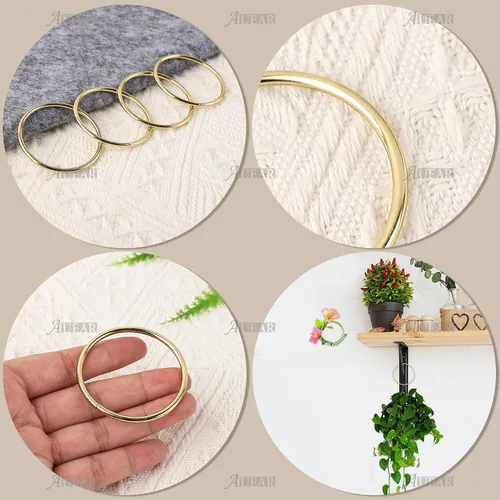 Vista 3 de AUEAR, Paquete de 10 anillos de metal atrapasueños de 2 pulgadas, anillos de macramé para manualidades, manualidades, hogar, color dorado