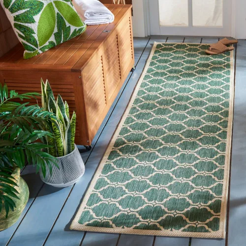 Vista 13 de SAFAVIEH Alfombra lavable al aire libre Courtyard Collection - 9 x 12 pies, beige y terracota, no desprende pelusa y fácil limpieza, ideal