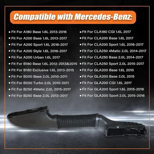 Vista 6 de XQSMWF Tubo de manguera de conducto de entrada de admisión para filtro de aire 2700900382 2700900100 Compatible con Mercedes-Benz CLA250 2014-2018