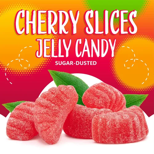 Vista 4 de Cherry Slices Jelly Candy, rebanadas de frutas con sabor a cereza, bolsa
