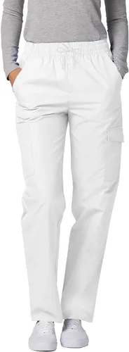 Vista 4 de Adar - Conjunto de uniforme médico universal para mujer con parte superior frontal y pantalones con múltiples bolsillos