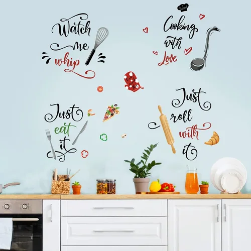 Vista 3 de wondever Calcomanías de pared de cocina con citas y utensilios de cocina