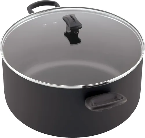Vista 4 de Farberware - Olla de cocina antiadherente con tapa, 10.5 cuartos de galón - Negro