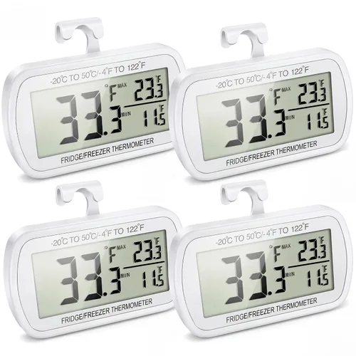 Vista 9 de Termómetro de refrigerador resistente al agua, termómetro digital para congelador, función de registro Max/Min, pantalla LCD grande y parte trasera