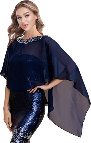 Vista 4 de Capes PJ2101 - Abrigo de gasa para mujer con botones